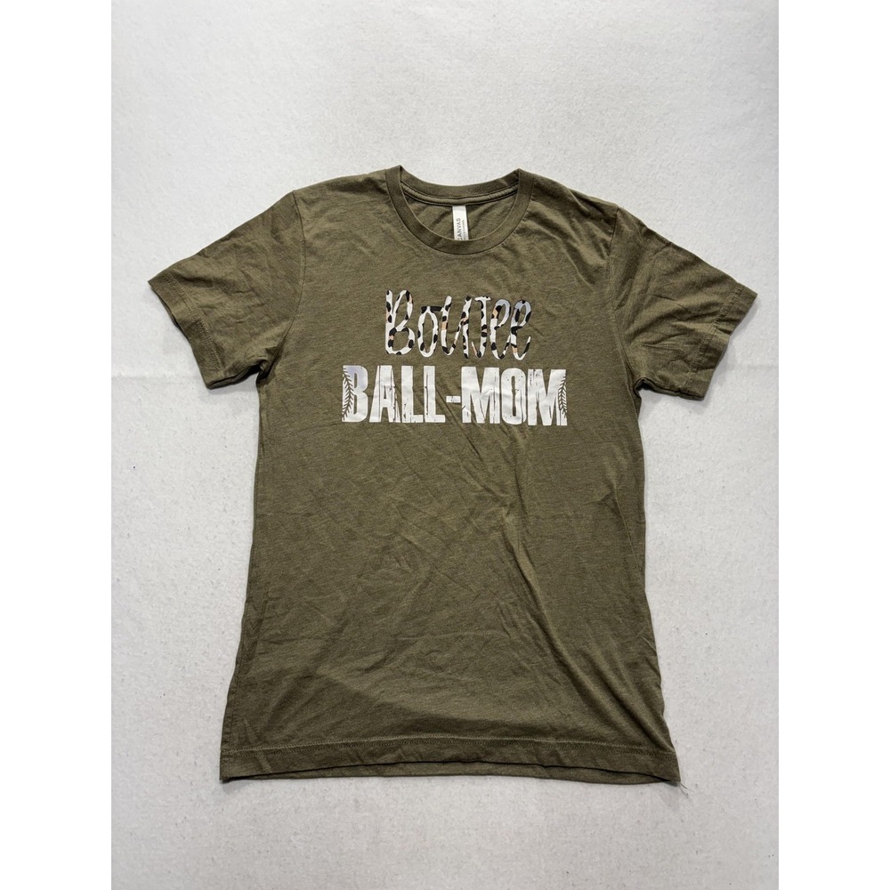 Bella + Canvas Shirt Womens Medium Green Boujee Ball Mom Graphic Tee Baseball